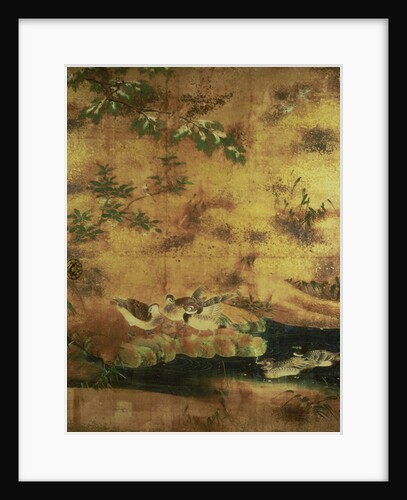 Birds and flowers sliding-door panel by Japanese School