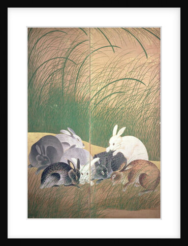 Hares and autumn grasses, c.1700 by Japanese School