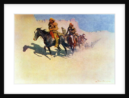 Jedediah Smith making his way across the desert from Green River to the Spanish settlements at San Diego by Frederic Remington