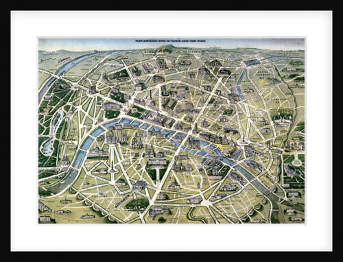 Map of Paris during the period of the 'Grands Travaux' by Baron Georges Haussmann 1864 by Hilaire Guesnu