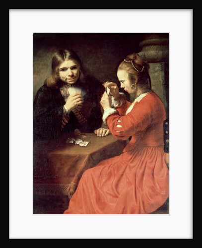 A Young Man and a Girl Playing Cards by Rembrandt Harmensz. van Rijn