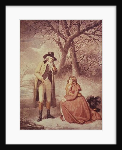 Gentleman and woman in a wintry scene by George Morland