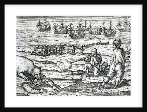 Sailors attacked by polar bears by Dutch School