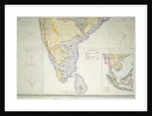Map of British Southern India, 1872 by English School
