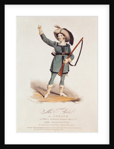 Thomas Simpson Cooke as Adolph in Weber's 'Der Freischutz', 1825 by John W. Gear