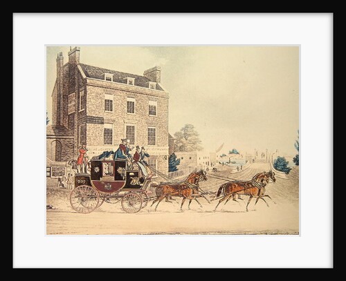 Quicksilver Royal Mail passing the Star and Garter at Kew Bridge, 1835 by James Pollard