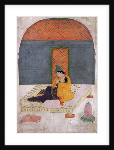 Lovers on a terrace, Garhwal, c.1780-1800 by Indian School