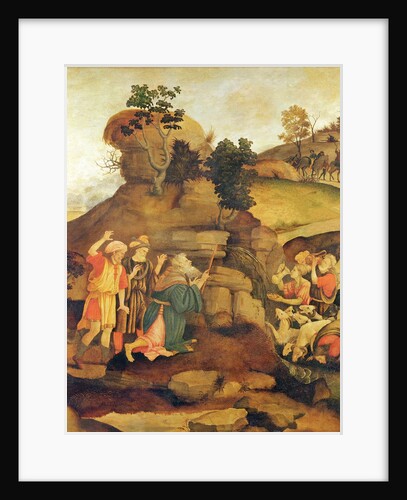 Moses brings forth water out of the rock, c.1500 by Filippo (and workshop) Lippi