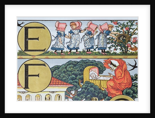 E-F,from an Alphabet based on Nursery Rhymes by Walter Crane