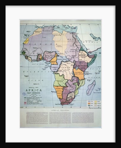 Map of Africa showing Treaty Boundaries, 1891 by English School