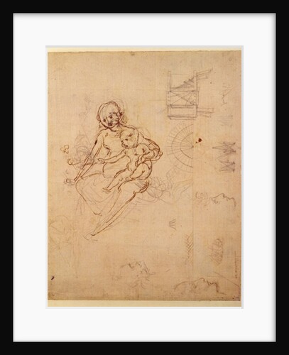 Studies for a Virgin and Child and of Heads in Profile and Machines, c.1478-80 by Leonardo da Vinci