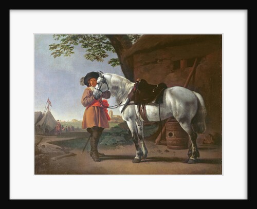 A Cavalier with a Grey Horse by Abraham van Calraet