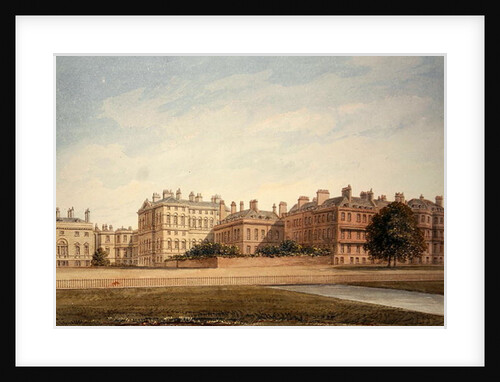 The Treasury and houses in Downing Street from St. James's Park by John Buckler