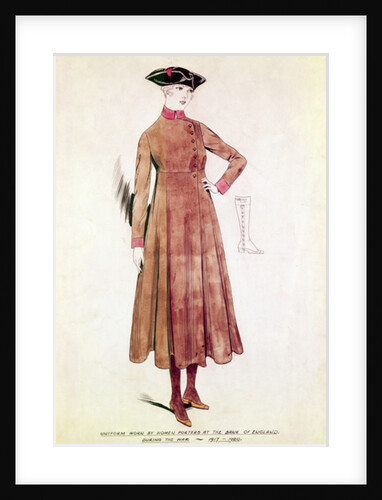 Uniform worn by women porters at the Bank of England 1917-20 by School English