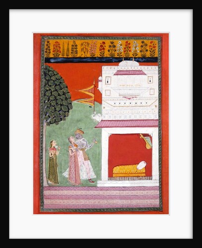 Lovers approaching a bed chamber, Malwa, c.1680 by Indian School