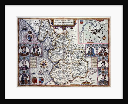Map of Lancaster divided into hundreds, 1610 by English School