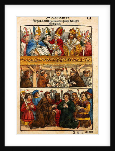 Martin V is elected Pope and blesses the people at the Council of Constance, 1417 by Ulrich von Richental