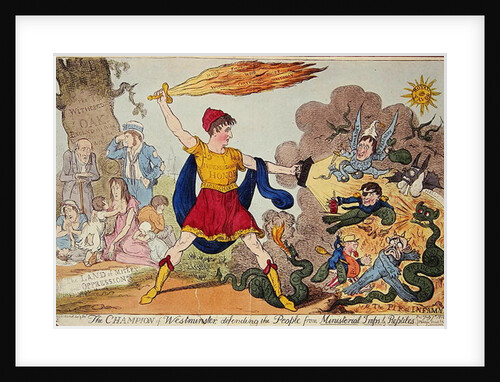 The Champion of Westminster, defending the People from Ministerial Imps and Reptiles, 1818 by Isaac Robert Cruikshank