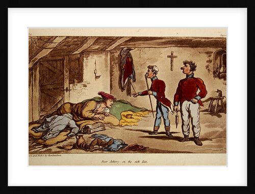 Poor Johnny on the sick list, pl.9 from the book 'The Military Adventures of Johnny Newcome', Patrick Martin, 1815 by Thomas Rowlandson