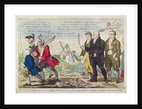 Vaccination against Small Pox or Mercenary and Merciless spreaders of Death and Devastation driven out of society!, 1808 by Isaac Cruikshank