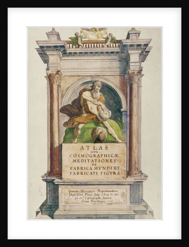 Title page from Mercator's 'Atlas sive Cosmographicae meditationes de fabrica mundi et fabricati figura', 1595 by English School