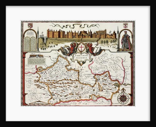 Berkshire, engraved by Jodocus Hondius from John Speed's Theatre of the Empire of Great Britain, pub. by John Sudbury and George Humble, 1611-12 by John Speed