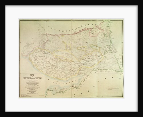 Map of Kutch and Runn, India, 1854 by English School