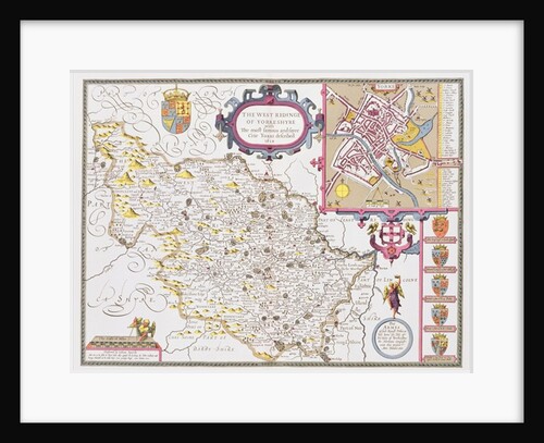 The West Ridinge of Yorkeshyre, engraved by Jodocus Hondius from John Speed's 'Theatre of the Empire of Great Britain', 1611-12 by John (after) Speed