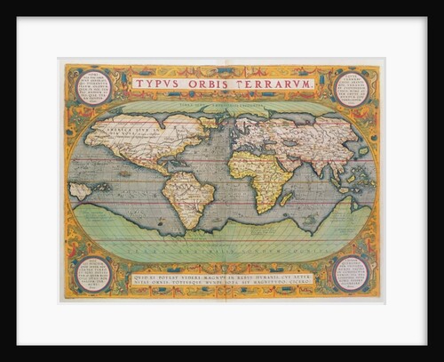 Typus Orbis Terrarum, map of the world, from Ortelius's 'Theatrum Orbis Terrarum', Antwerp, 1570 by Abraham Ortelius