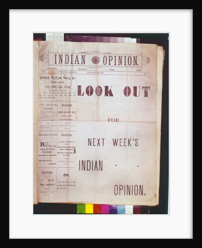 Front page of the first issue of 'The Indian Opinion', June 4th, 1903 by Anonymous
