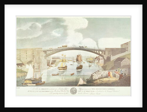 West view of the cast iron bridge built by Rowland Burdon Esq., MP, over the River Wear at Sunderland by English School