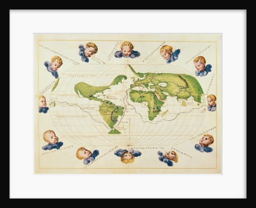 Map of Magellan's Voyage Around the World, c.1540 by Battista Agnese