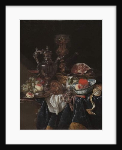 Silver Wine Jug, Ham, and Fruit, c.1660-1666 by Abraham Hendricksz van Beyeren