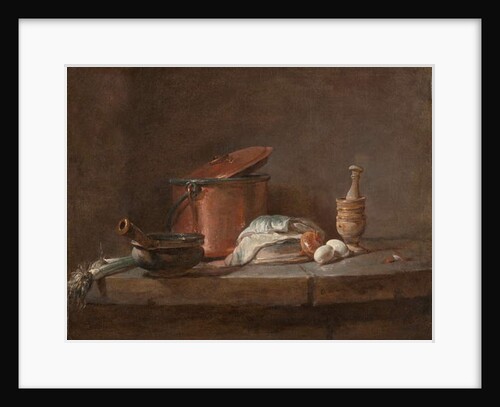 Kitchen Utensils with Leeks, Fish, and Eggs, c.1734 by Jean-Baptiste Simeon Chardin