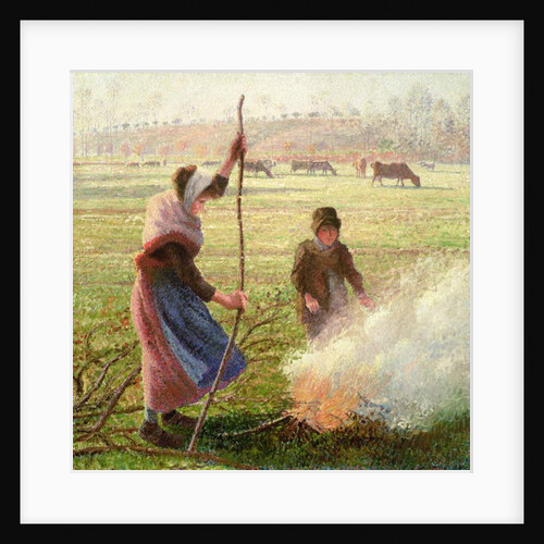 White Frost, woman breaking wood, 1890 by Camille Pissarro