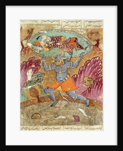 Rostam carried by Akwan-Diwa by Persian School