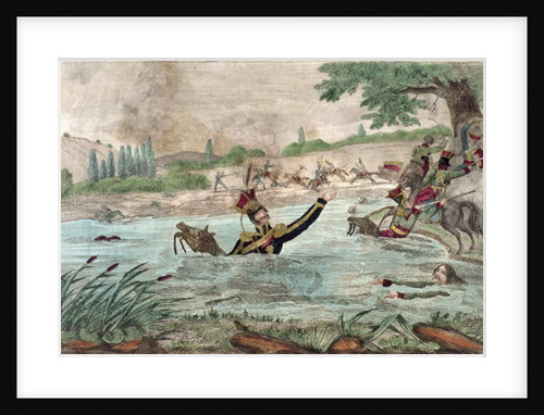 Death of Prince Joseph Poniatowski in the Elstera River, 1813 by French School