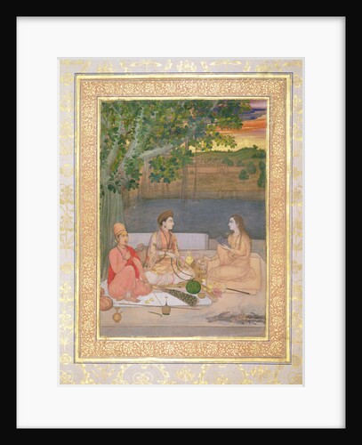 A woman with her maids in rural gardens, late 17th century by Persian School