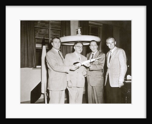 Wernher von Braun, Willy Ley, Walt Disney, and Heinz Haber in preparation for the film 'Secrets of Life', c.1955 by German Photographer