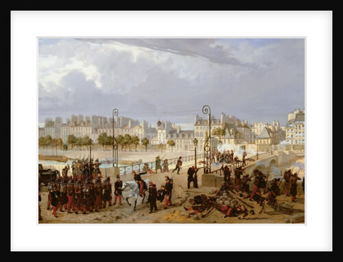 An Attack on a Barricade on the Pont de l'Archeveche, 1849 by Philippe Marie Chaperon