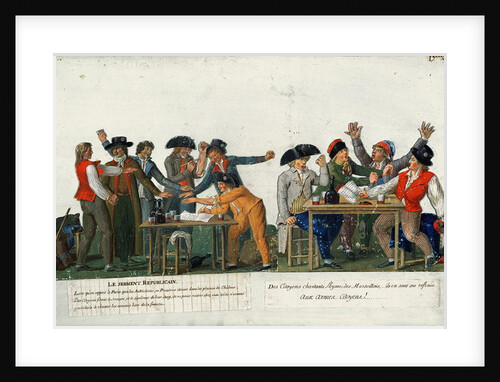 The Republican Oath being signed in blood and singing 'The Marseillaise', c.1792 by Lesueur Brothers