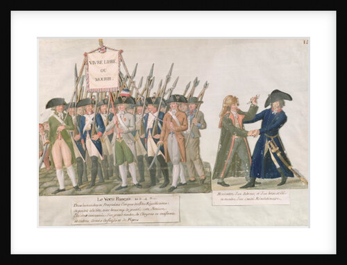 The French Vow 'Long Live Freedom or Die'; the Meeting of a Swordsman and a Member of the Revolutionary Committee, c.1789-92 by Lesueur Brothers