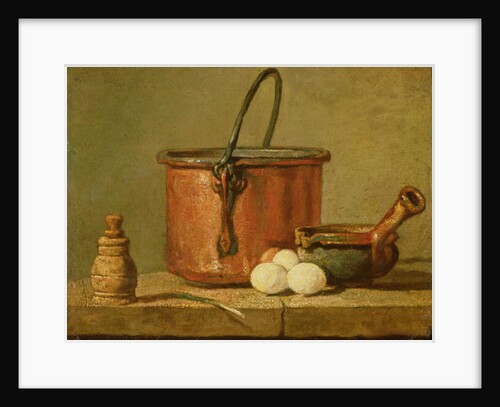 Still Life of Cooking Utensils, Cauldron, Frying Pan and Eggs by Jean-Baptiste Simeon Chardin