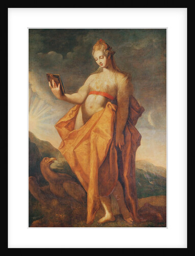 Leto, pregnant with the twins Artemis and Apollo, with the eagle of Zeus at her feet by Hendrik Goltzius