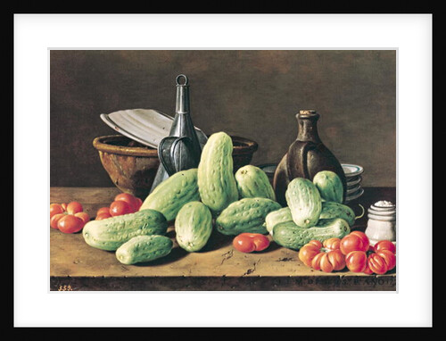 Still Life with Cucumbers and Tomatoese, 18th century by Luis Egidio Menendez or Melendez