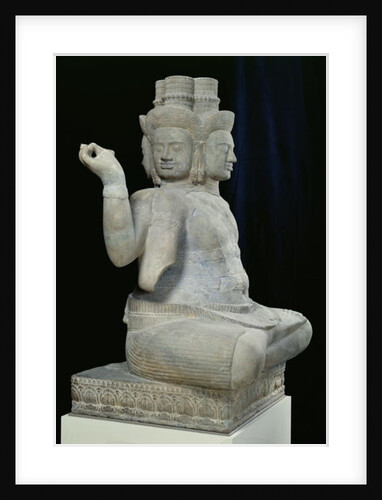 Sculpture of Brahma with four faces, from Batambang, Cambodia, Koh Ker style, mid 10th century by Cambodian School