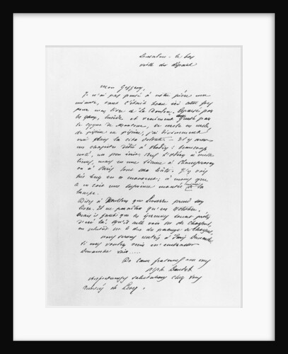 Letter sent by Alphonse Daudet, 1889 by French School