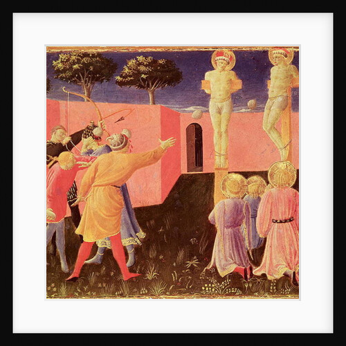 The Crucifixion and Stoning of SS. Cosmas and Damian, predella from the Annalena Altarpiece, 1434 by Fra Angelico