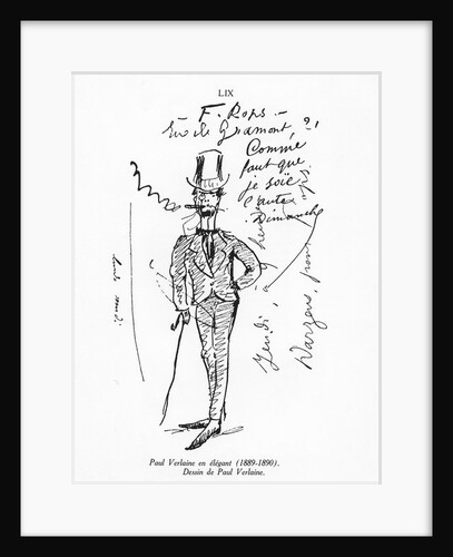 Self portrait of Paul Verlaine, elegant, 1889-90 by Paul Verlaine