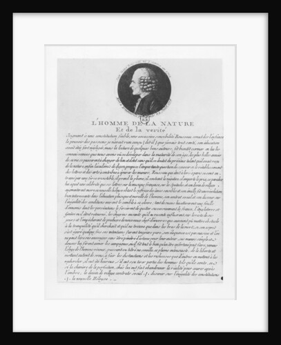 L'Homme de la Nature et de la Verité, Jean-Jacques Rousseau by French School